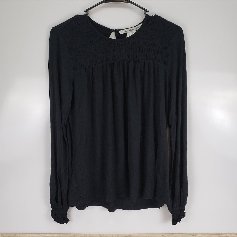 Junior Women American Rag Black Long Sleeve Shirt